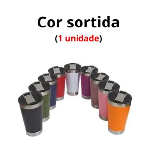 Copo Térmico 473ml com Tampa e Abridor – Bebidas Geladas ou Quentes